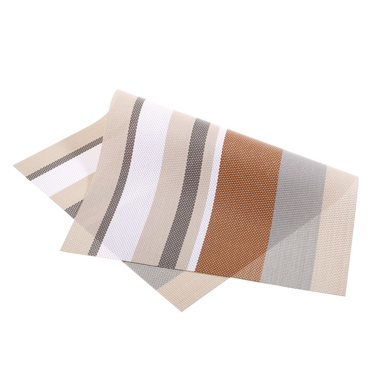 6PCS Stripe Pattern Anti-slip Heat Insulation PVC Placemat for Dining Table - Coffee-8