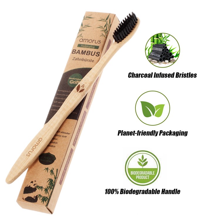 5Pcs/Set Natural Bamboo BPA Free Toothbrush with Character (German Package)-6