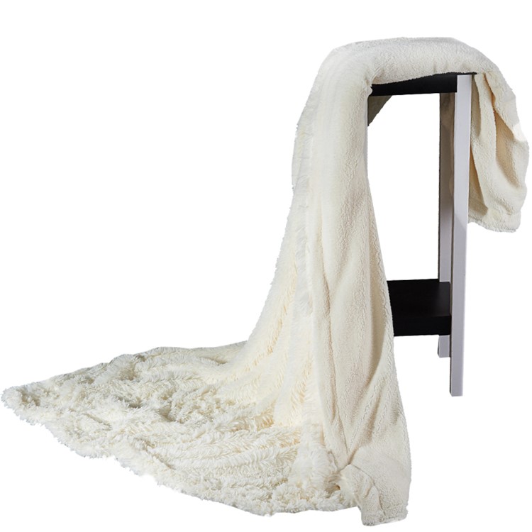 Thick Warm Mink Velvet Fleece Couch Bed Throw Blanket AB Version - White / Size: 180x200cm-2