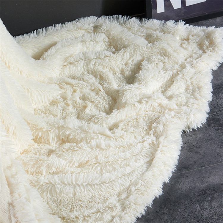 Thick Warm Mink Velvet Fleece Couch Bed Throw Blanket AB Version - White / Size: 180x200cm-3