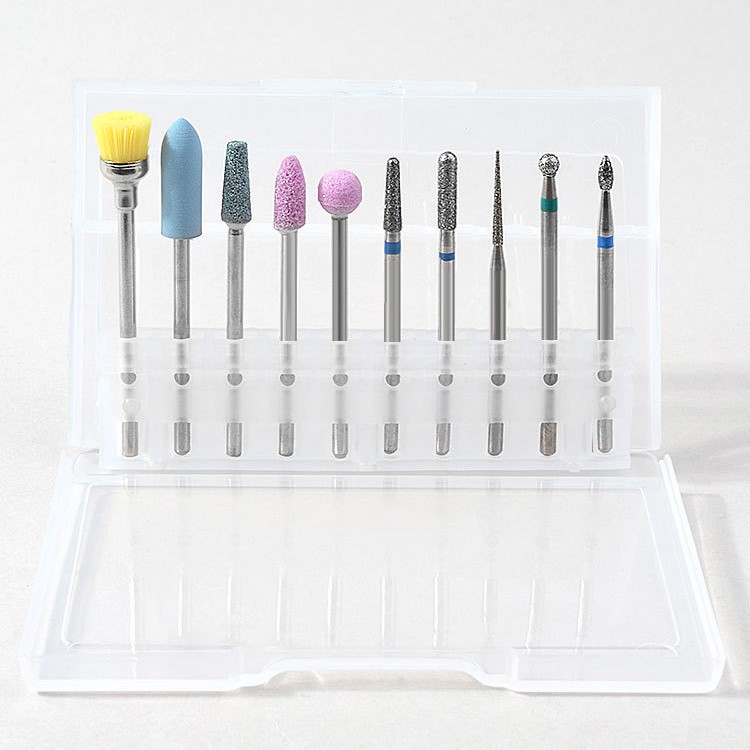 10Pcs/Box Manicure Drill Bit Grinding Heads Grinding Nail Tips Tool Set-1