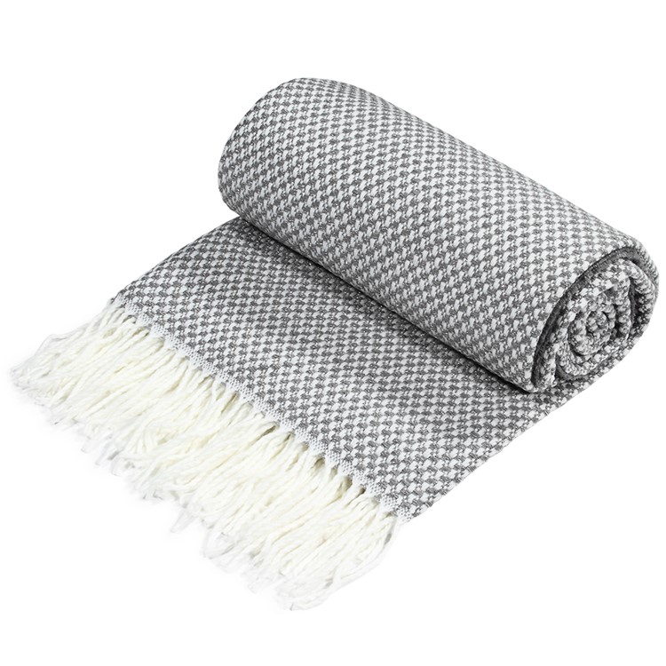 AMORUS Knitting Sofa Blanket Air Conditioning Office Nap Carpet with Glitter Thread - Grey-3