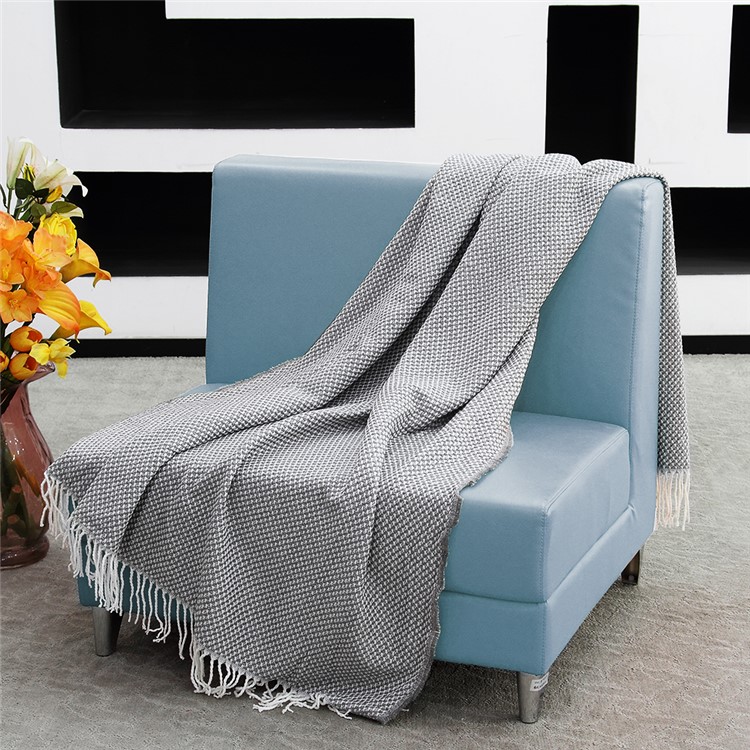 AMORUS Knitting Sofa Blanket Air Conditioning Office Nap Carpet with Glitter Thread - Grey-7