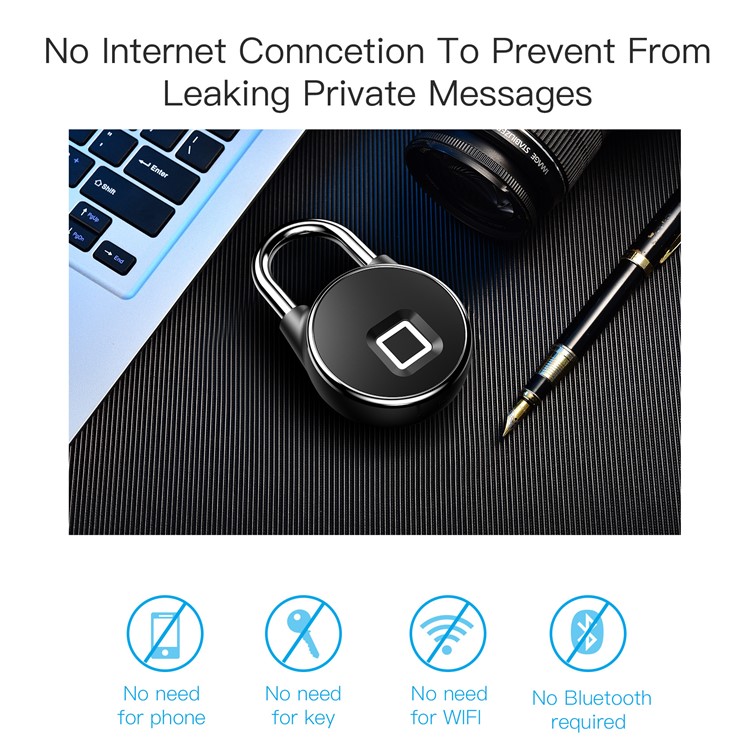 USB Rechargeable Smart Keyless Fingerprint Lock IP65 Waterproof Anti-Theft Security Padlock-10