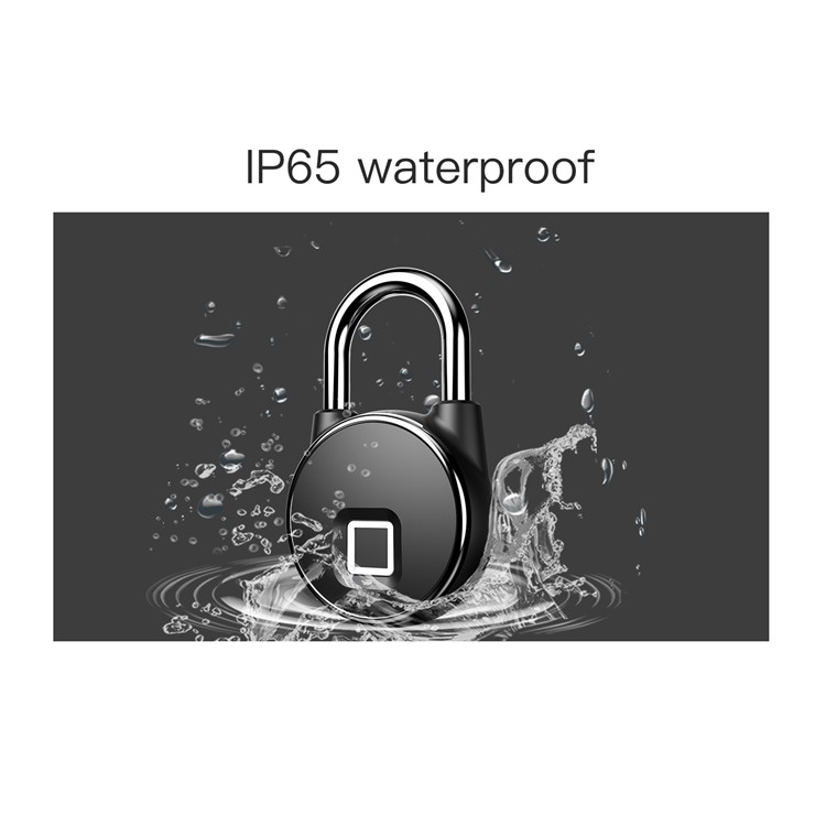 USB Rechargeable Smart Keyless Fingerprint Lock IP65 Waterproof Anti-Theft Security Padlock-11