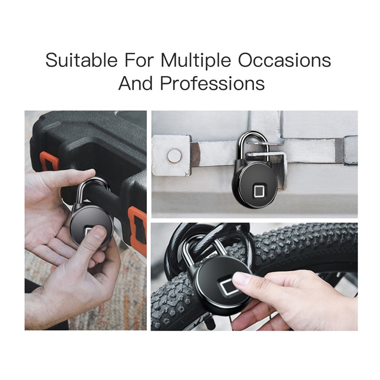 USB Rechargeable Smart Keyless Fingerprint Lock IP65 Waterproof Anti-Theft Security Padlock-8