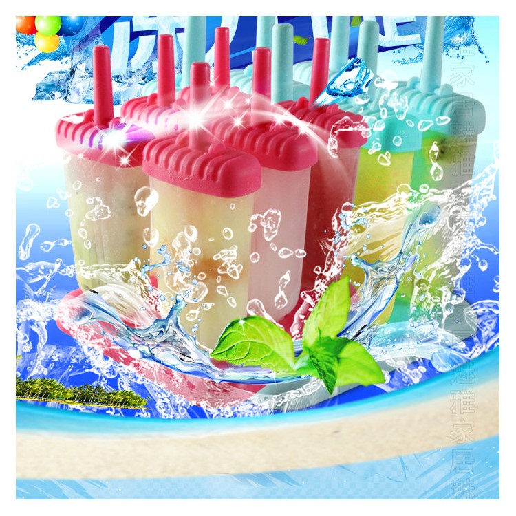 Popsicle Molds Set of 6 DIY Ice Pop Maker with Tray and Drip Guard - Red-2