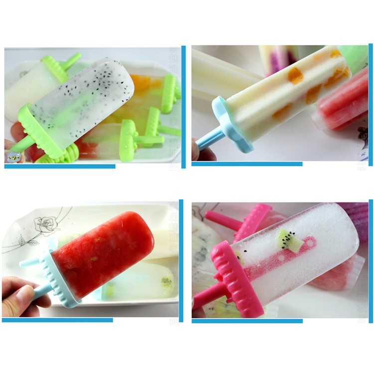 Popsicle Molds Set of 6 DIY Ice Pop Maker with Tray and Drip Guard - Red-6