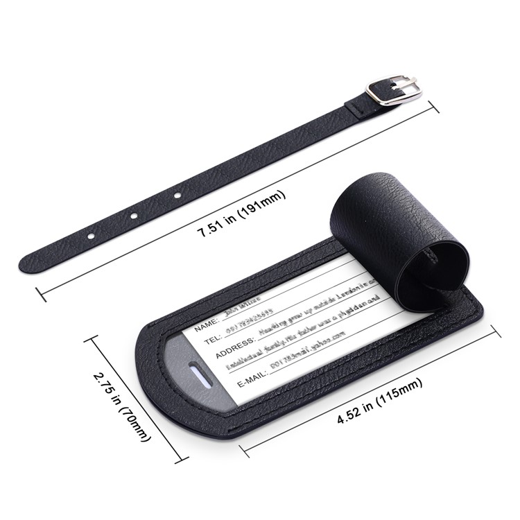 Luggage Tag Travel Suitcase Bag ID Card Tags Address Label Baggage Name Holder - Black-6
