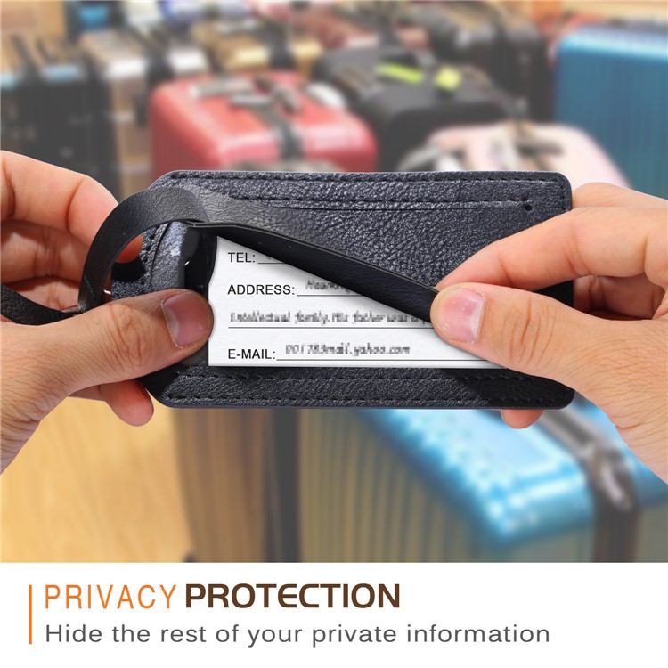 Luggage Tag Travel Suitcase Bag ID Card Tags Address Label Baggage Name Holder - Black-8