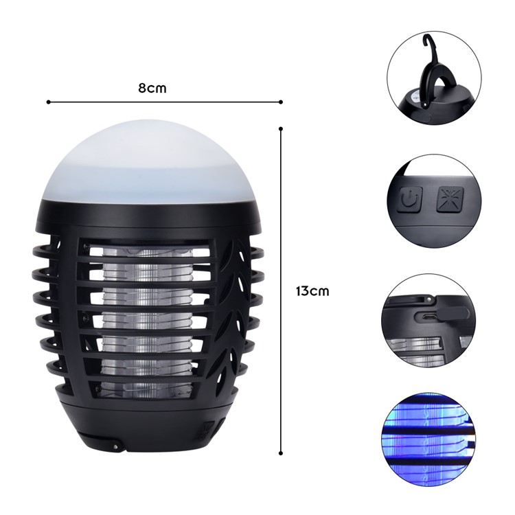 2-in-1 Rechargeable Waterproof Electric Mosquito Killer and LED Light for Indoor and Outdoor-8