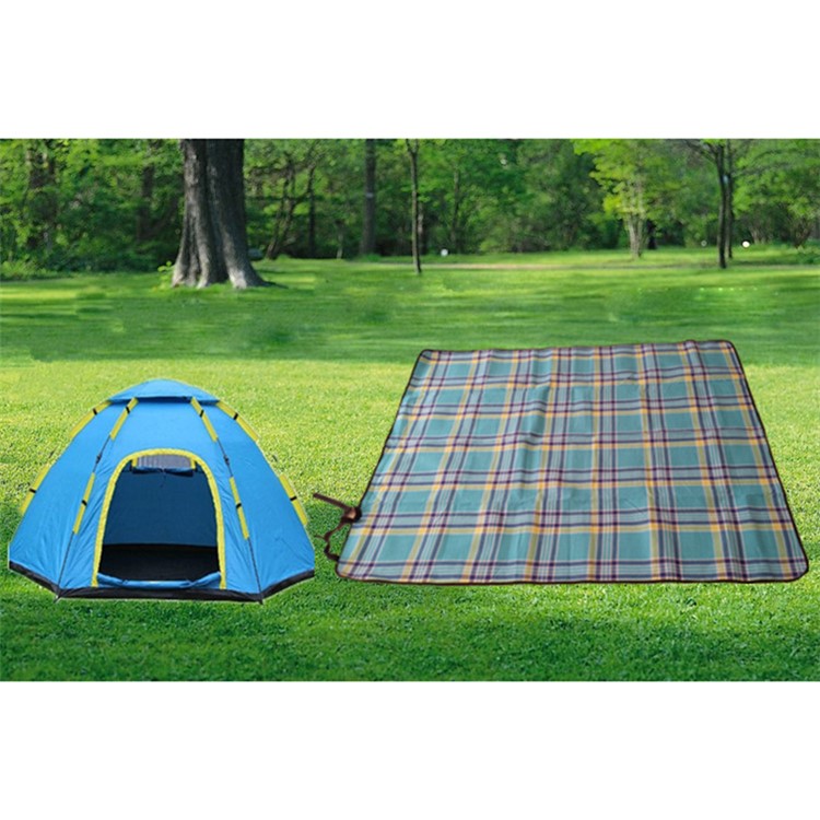 Moistureproof Picnic Blanket Sleeping Mat Pad Portable for Travel Hiking Outdoor Mountaineering, Size: 55'' x 67'' - Blue Grid-4