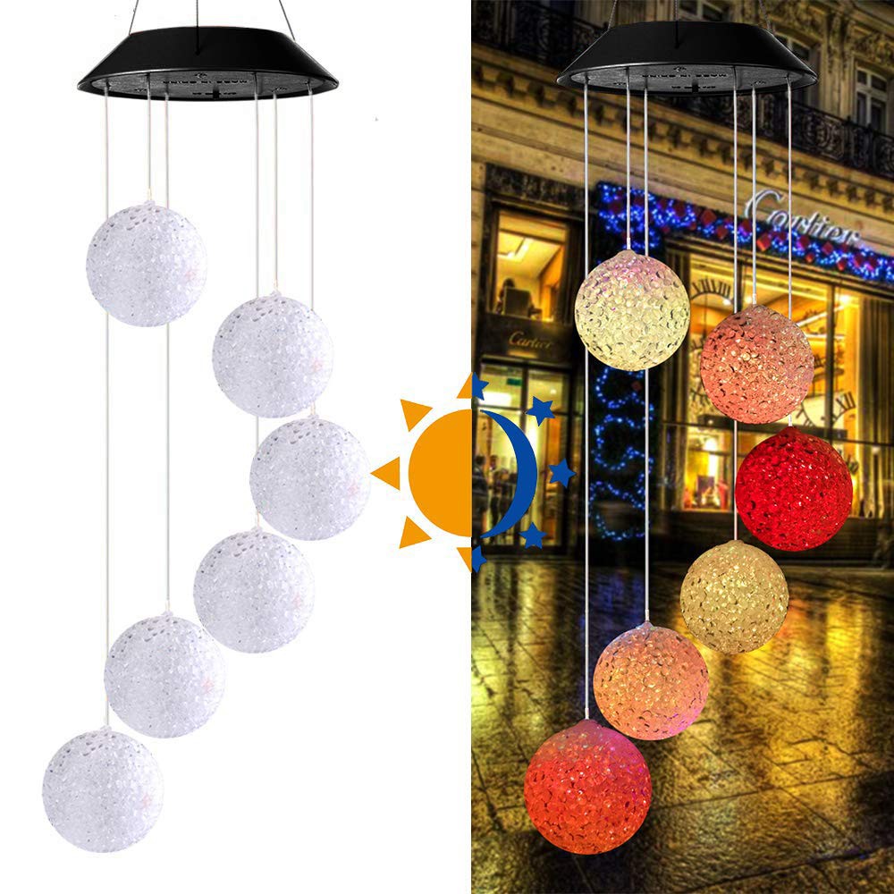 Colgante Solar Viento Carillón Luz LED Luz Cambiante Color Al Aire Libre Jardín Decoración Lámpara-1