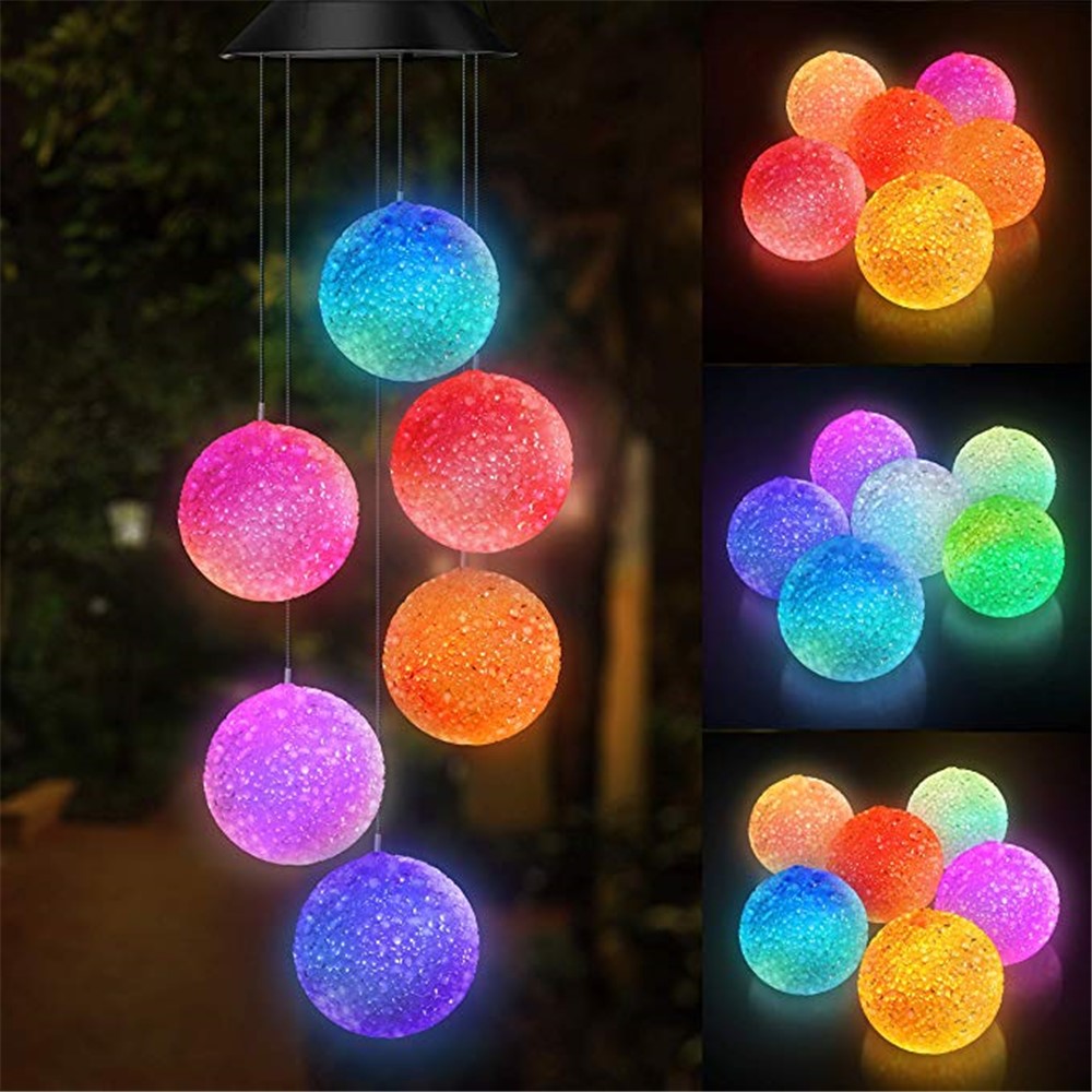 Colgante Solar Viento Carillón Luz LED Luz Cambiante Color Al Aire Libre Jardín Decoración Lámpara-10