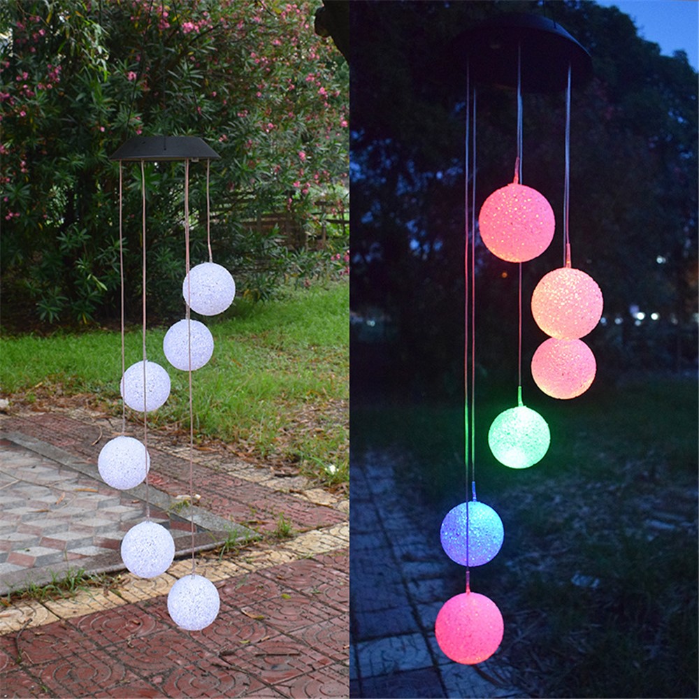 Colgante Solar Viento Carillón Luz LED Luz Cambiante Color Al Aire Libre Jardín Decoración Lámpara-11