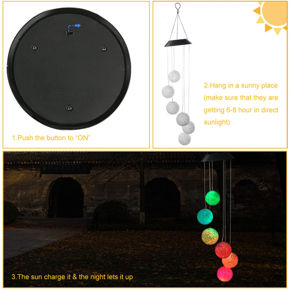 Colgante Solar Viento Carillón Luz LED Luz Cambiante Color Al Aire Libre Jardín Decoración Lámpara-15