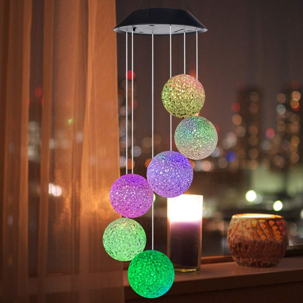 Colgante Solar Viento Carillón Luz LED Luz Cambiante Color Al Aire Libre Jardín Decoración Lámpara-3