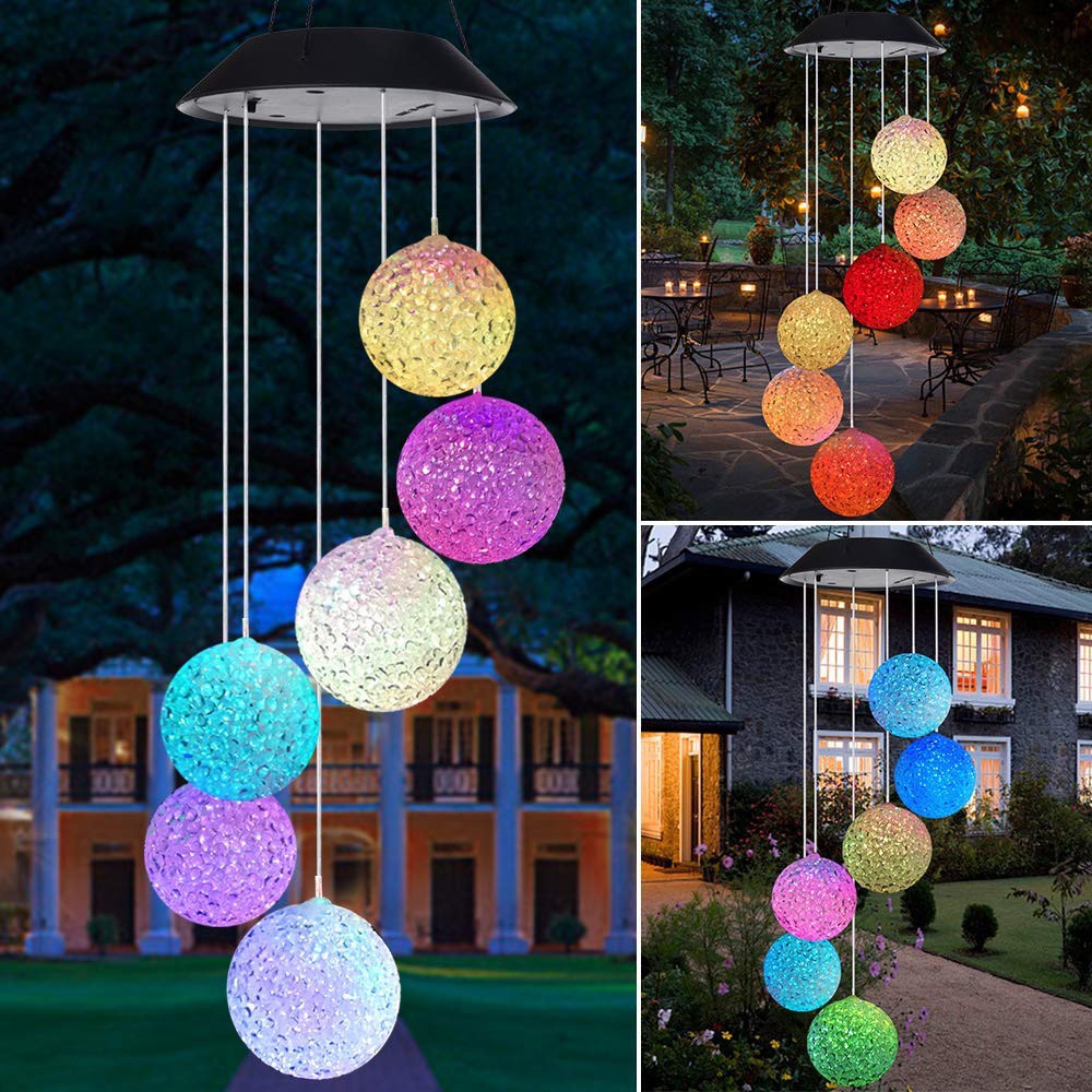Colgante Solar Viento Carillón Luz LED Luz Cambiante Color Al Aire Libre Jardín Decoración Lámpara-6
