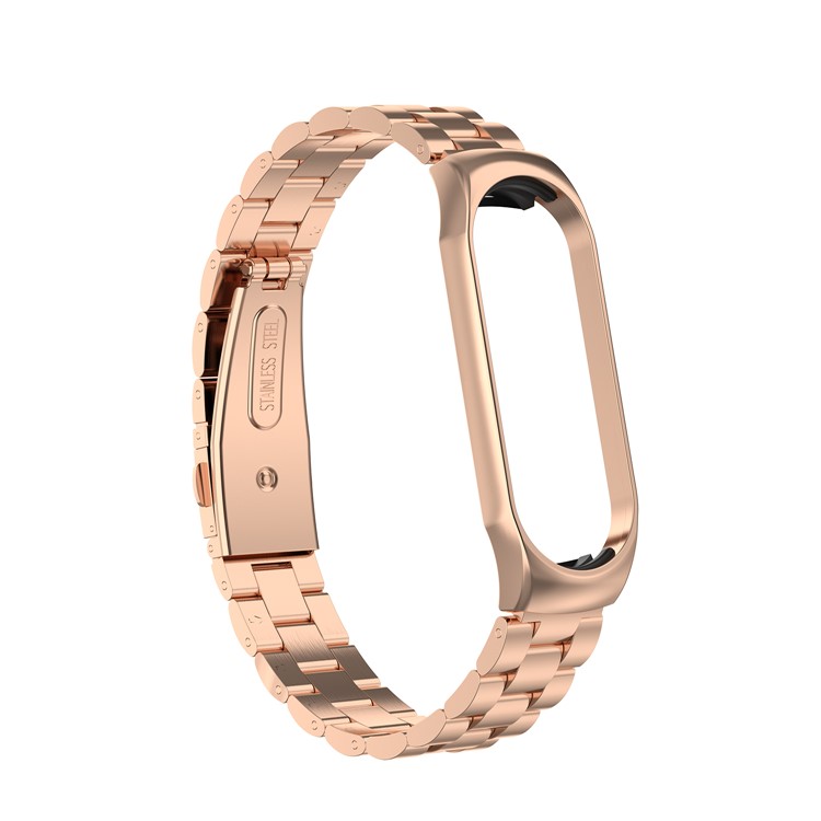 Three Beads Stainless Steel Watch Band for Xiaomi Mi Band 4/3 - Rose Gold-1