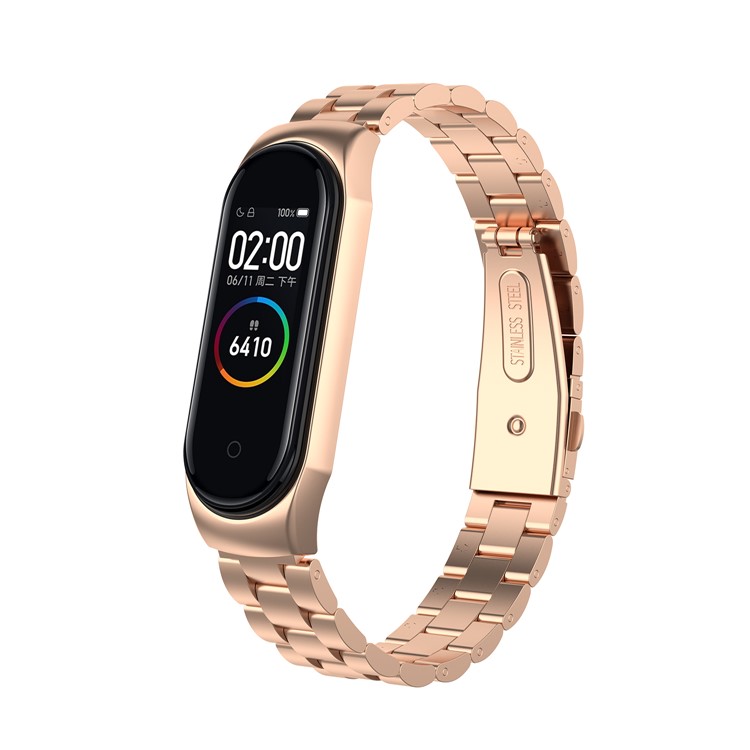 Three Beads Stainless Steel Watch Band for Xiaomi Mi Band 4/3 - Rose Gold-2