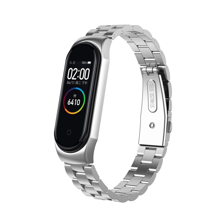 Drei Perlen Edelstahl Uhrenarmband Für Xiaomi Mi Smart Band 4 / Mi Band 3 - Silber--2