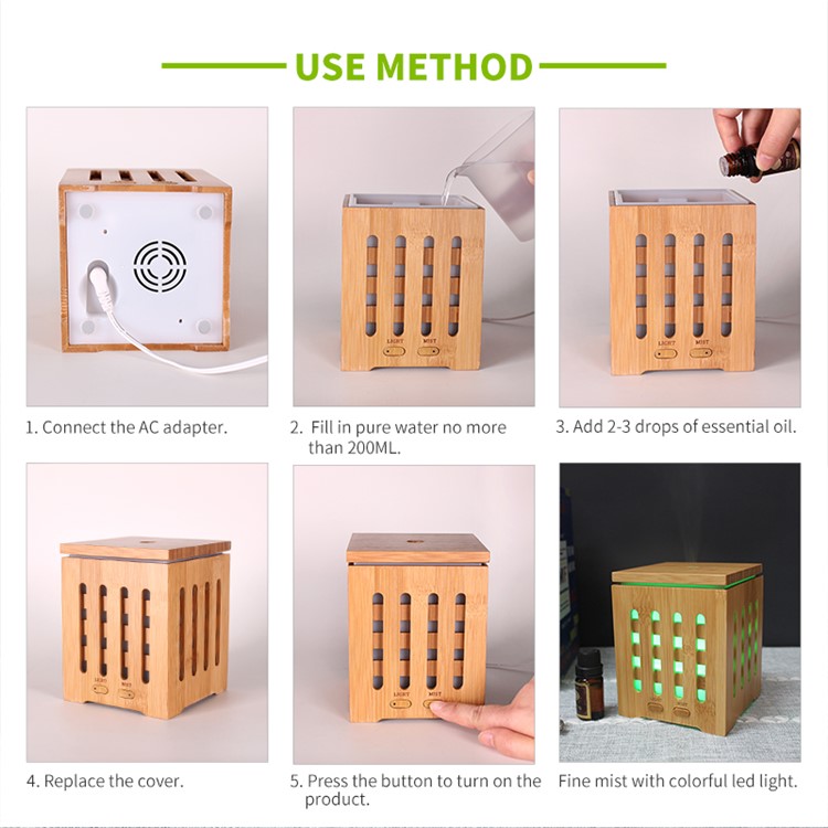Aroma Humidifier LED Air Aromatherapy Essential Oil Ultrasonic Diffuser RY30A 200ML - US Plug-9