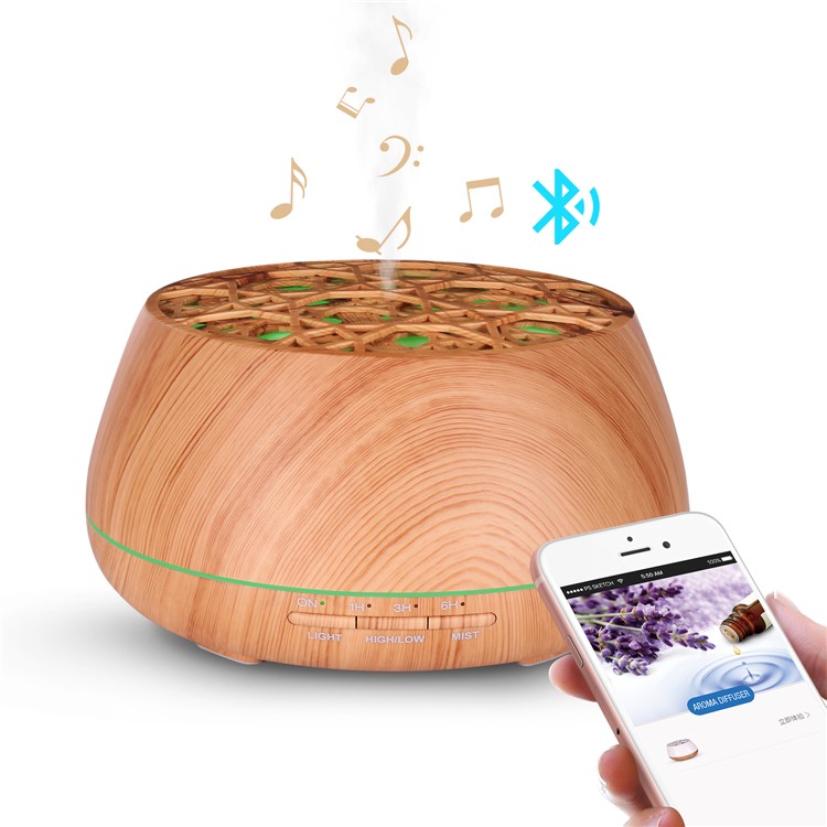 RY31AS 400ML Bluetooth Speaker Smart Aroma Diffuser 400ML Fragrance Ultrasonic Lamp Multifunctional Air Humidifier - Wood-1