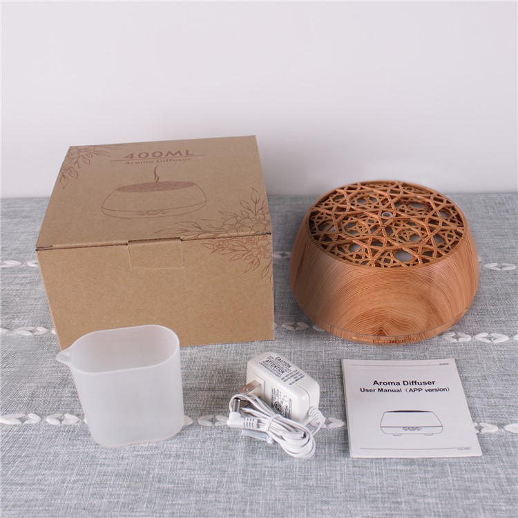 RY31AS 400ML Bluetooth Speaker Smart Aroma Diffuser 400ML Fragrance Ultrasonic Lamp Multifunctional Air Humidifier - Wood-10