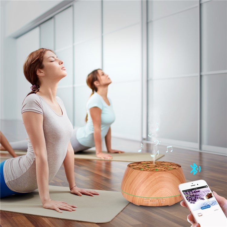 RY31AS 400ML Bluetooth Speaker Smart Aroma Diffuser 400ML Fragrance Ultrasonic Lamp Multifunctional Air Humidifier - Wood-3