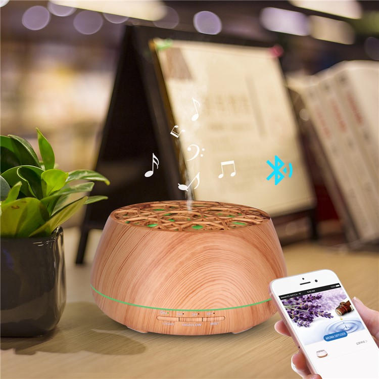RY31AS 400ML Bluetooth Speaker Smart Aroma Diffuser 400ML Fragrance Ultrasonic Lamp Multifunctional Air Humidifier - Wood-4