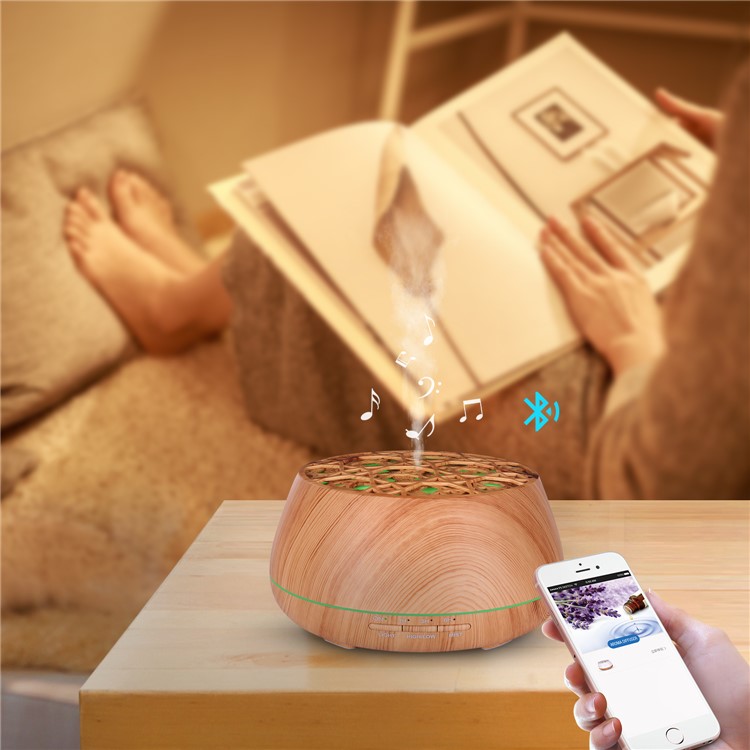RY31AS 400ML Bluetooth Speaker Smart Aroma Diffuser 400ML Fragrance Ultrasonic Lamp Multifunctional Air Humidifier - Wood-5