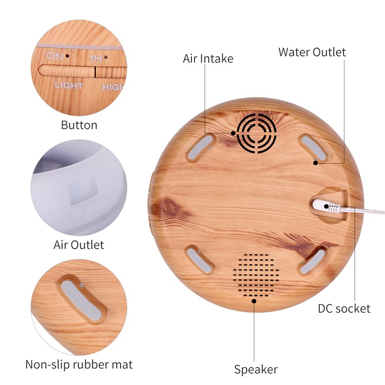 RY31AS 400ML Bluetooth Speaker Smart Aroma Diffuser 400ML Fragrance Ultrasonic Lamp Multifunctional Air Humidifier - Wood-9