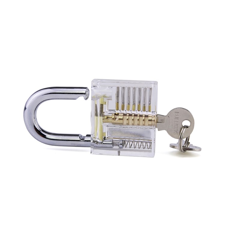 Transparent Visible Cutaway Practice Padlock Acrylic Industrial Safety Lock with Two Keys and Case - Transparent-3