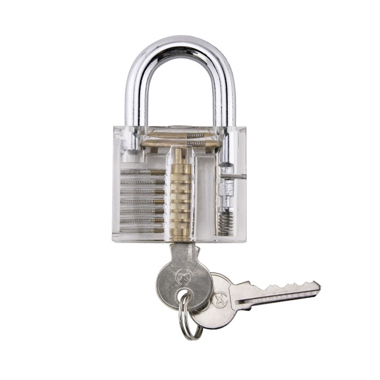 Transparent Visible Cutaway Practice Padlock Acrylic Industrial Safety Lock with Two Keys and Case - Transparent-5