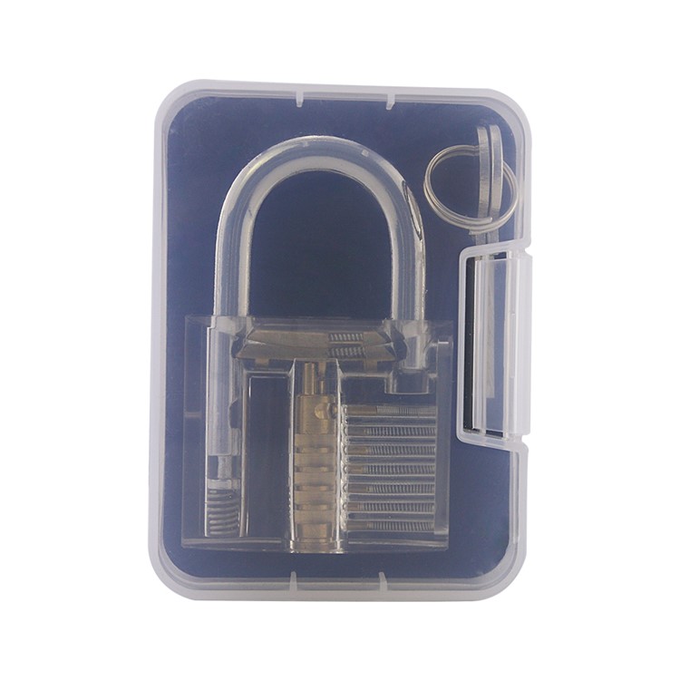 Transparent Visible Cutaway Practice Padlock Acrylic Industrial Safety Lock with Two Keys and Case - Transparent-6