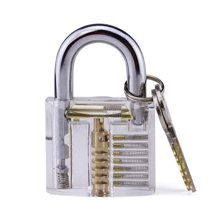 Transparent Visible Cutaway Practice Padlock Acrylic Industrial Safety Lock with Two Keys and Case - Transparent-7