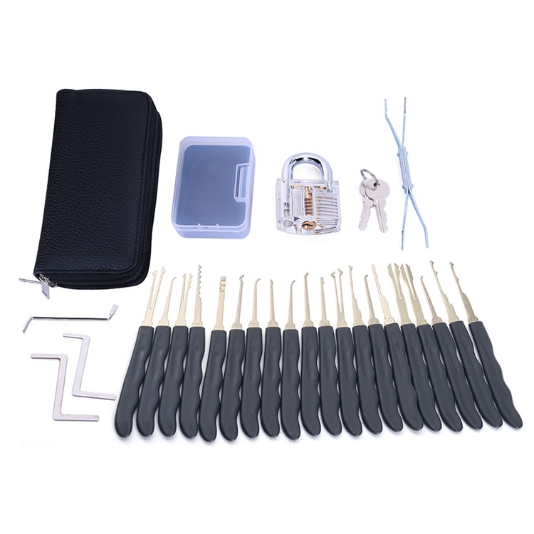 24Pcs/Set Transparent Visible Practice Padlock Lock Set Two Keys Extractor Tool Kit with Bag-1