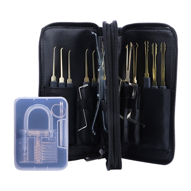 24Pcs/Set Transparent Visible Practice Padlock Lock Set Two Keys Extractor Tool Kit with Bag-7