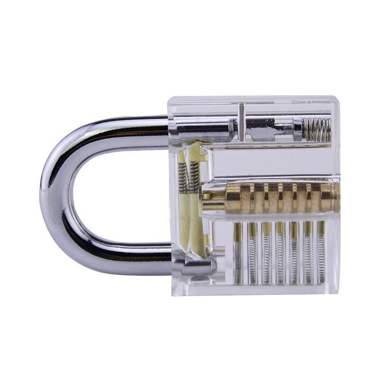 Transparent Visible Pick Cutaway Practice Padlock Lock with Two Keys - Transparent-4