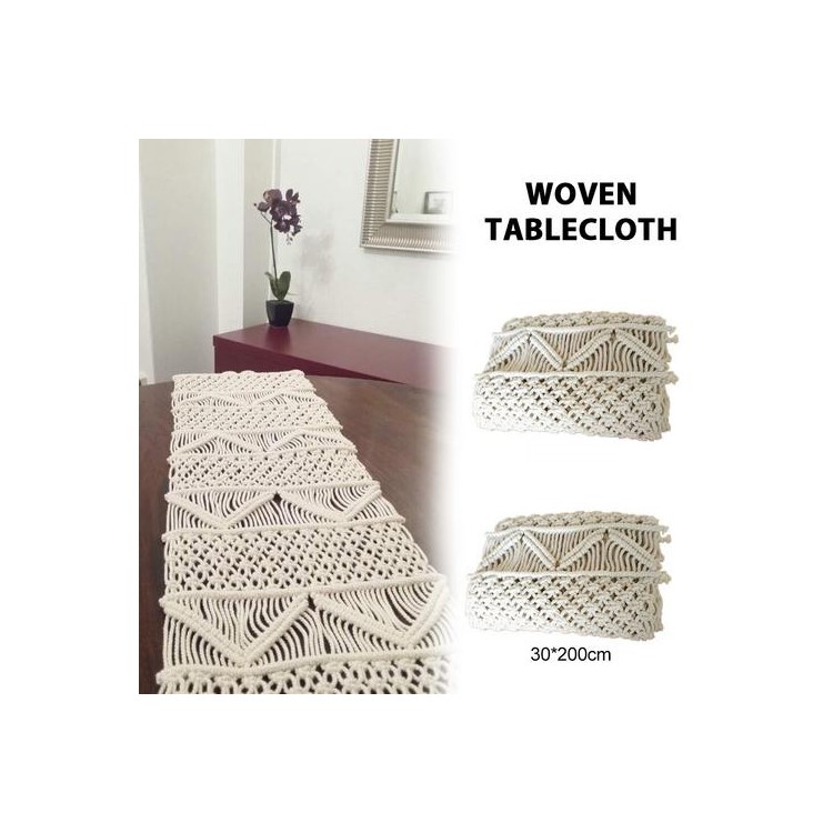 INS Style Natural Cotton Rope Handmade Woven Table Flag, 30*200*1.5cm