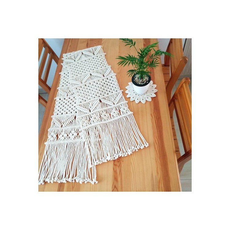Le Style INS Main Corde Coton Naturel Drapeau De Table Tissé, 30 * 200 * 1.5cm-14