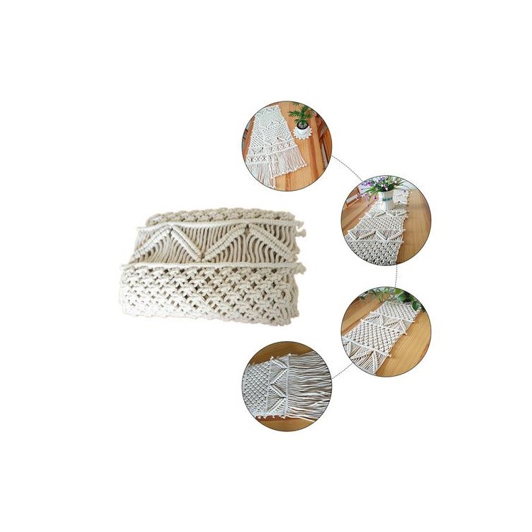 Le Style INS Main Corde Coton Naturel Drapeau De Table Tissé, 30 * 200 * 1.5cm-4