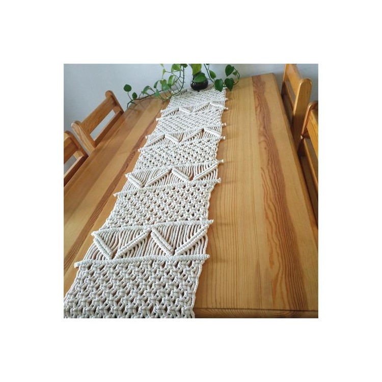 Le Style INS Main Corde Coton Naturel Drapeau De Table Tissé, 30 * 200 * 1.5cm-5