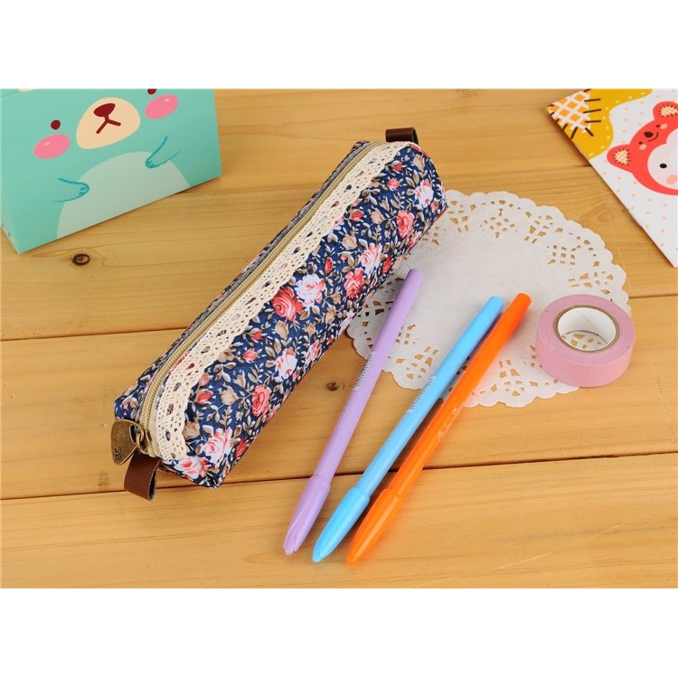 5Pcs/Set Garden Style Flowers Cotton Pencil Case Student Stationery Pouch-3