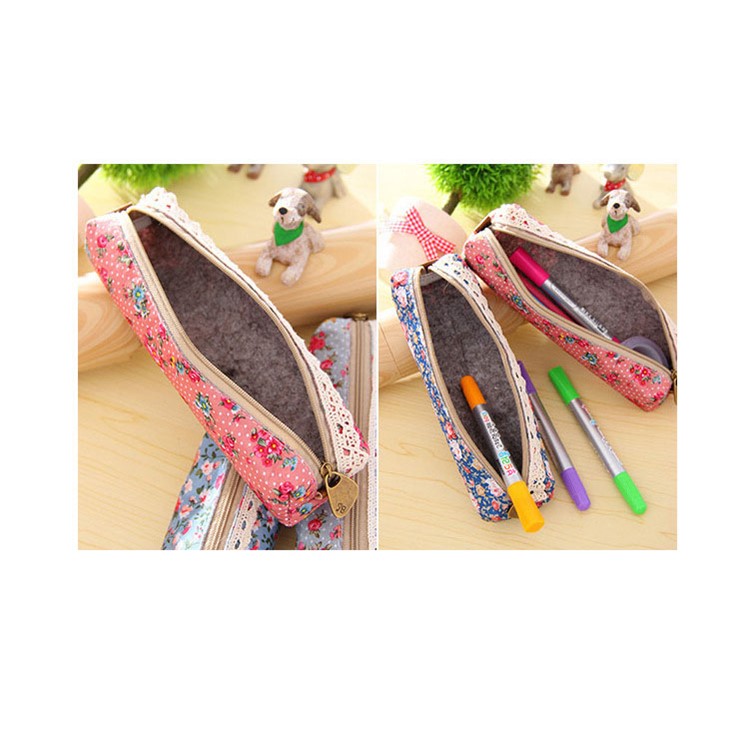 5Pcs/Set Garden Style Flowers Cotton Pencil Case Student Stationery Pouch-9