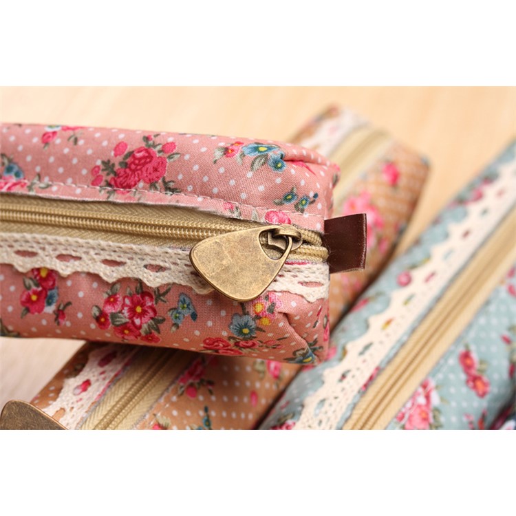 5Pcs/Set Garden Style Flowers Cotton Pencil Case Student Stationery Pouch-11