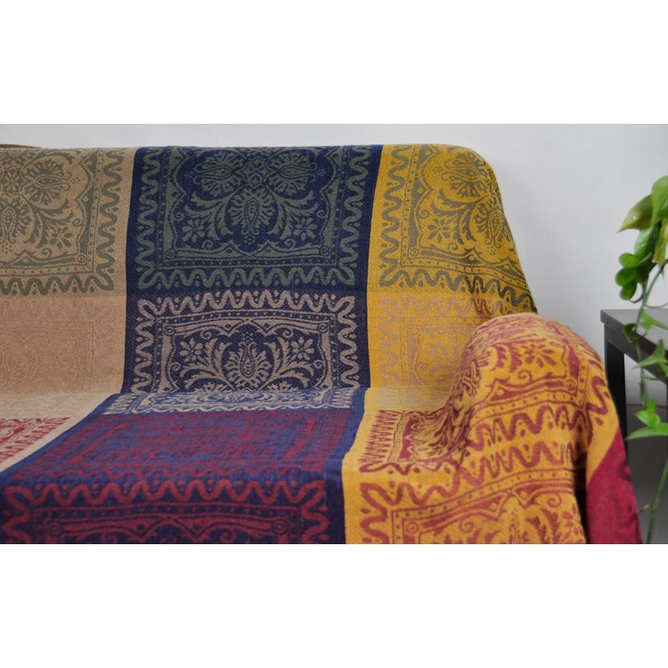220 x 260cm Chenille Slipcover Sofa Towel Chair Blanket - Colorful Tribal Pattern-2