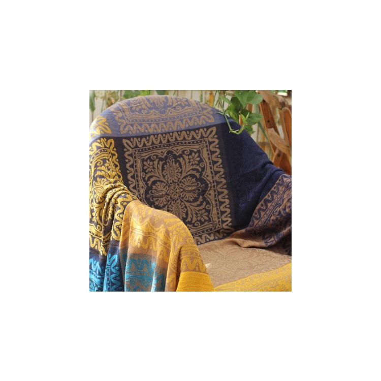 Chenille Sofa Slipcover Towel 220 x 260cm Chair Blanket - Tribal Flower Pattern-3