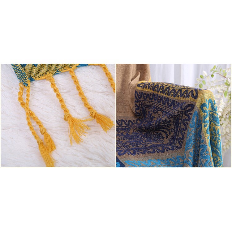 Chenille Sofa Slipcover Towel 220 x 260cm Chair Blanket - Tribal Flower Pattern-6