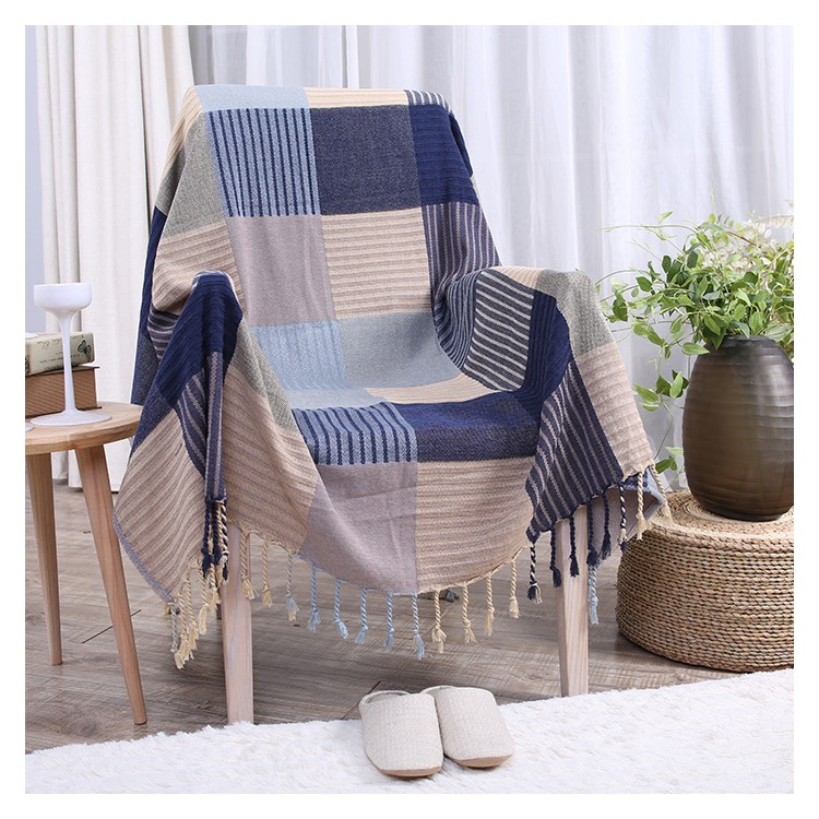 Chenille Sofa Cover Towel Chair Blanket 150 x 190cm - Stripes and Grids
